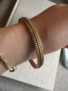Crown Trifari Gold-Tone Twisted Double Bangle Bracelet